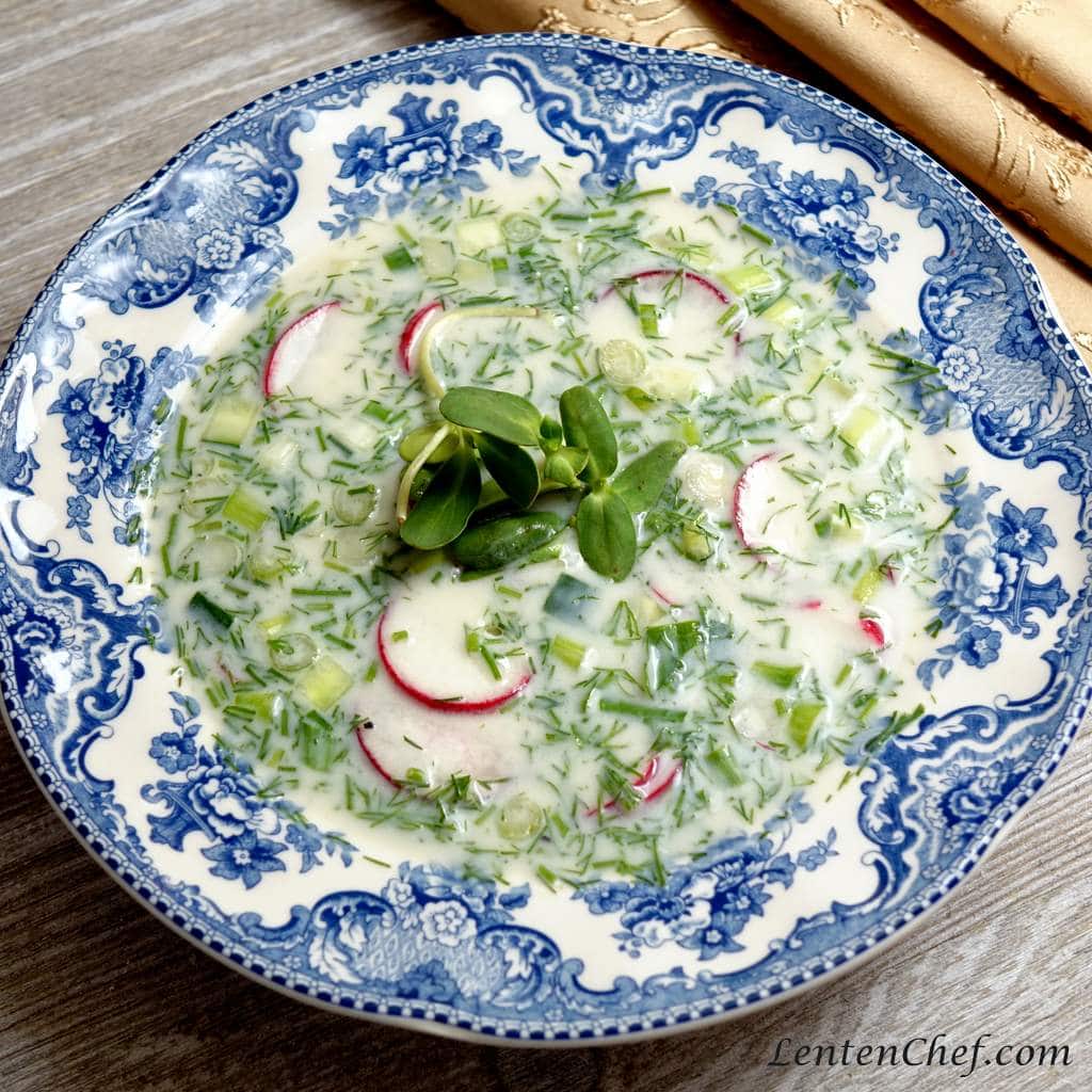 Постная окрошка на основе йогурта из кешью (веганская окрошка) - Lenten Chef